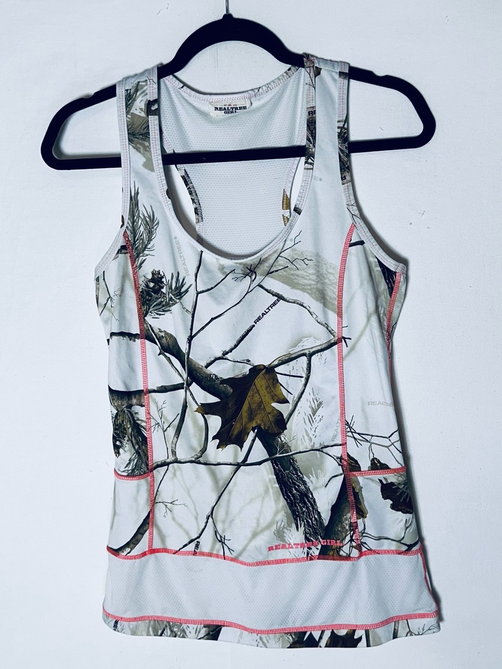 Vintage Y2K Realtree Girl Winter Camo Racerback Workout Tank Top Pink Stitch M